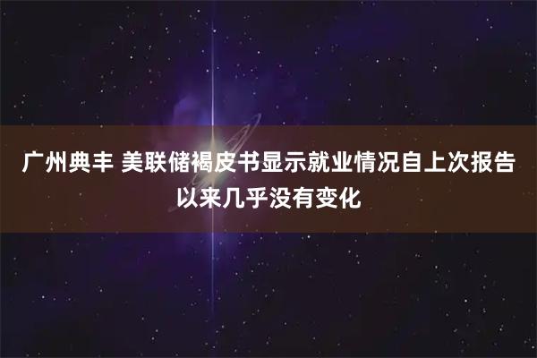 广州典丰 美联储褐皮书显示就业情况自上次报告以来几乎没有变化