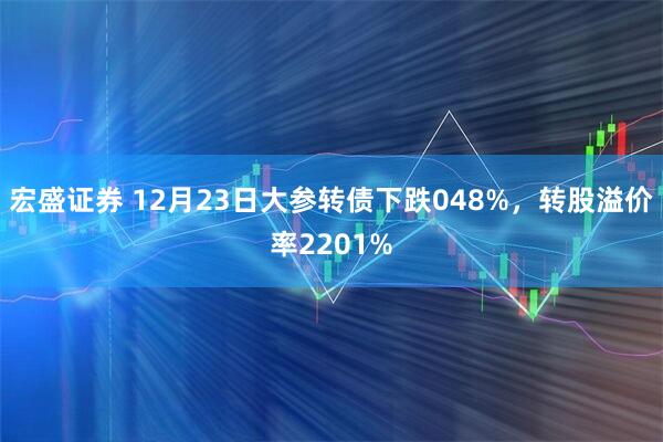 宏盛证券 12月23日大参转债下跌048%，转股溢价率2201%